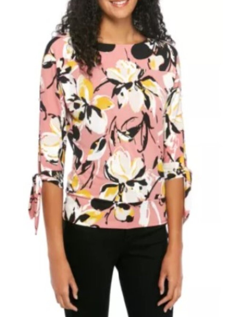 The Limited Floral Blouse Pink, Tie Sleeve - size M